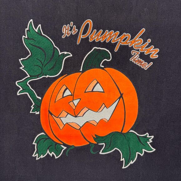 VTG Faded Halloween Jack O Lantern Carved Pumpkin Time 90s Royal-T Shirt - XL - Picture 2 of 6